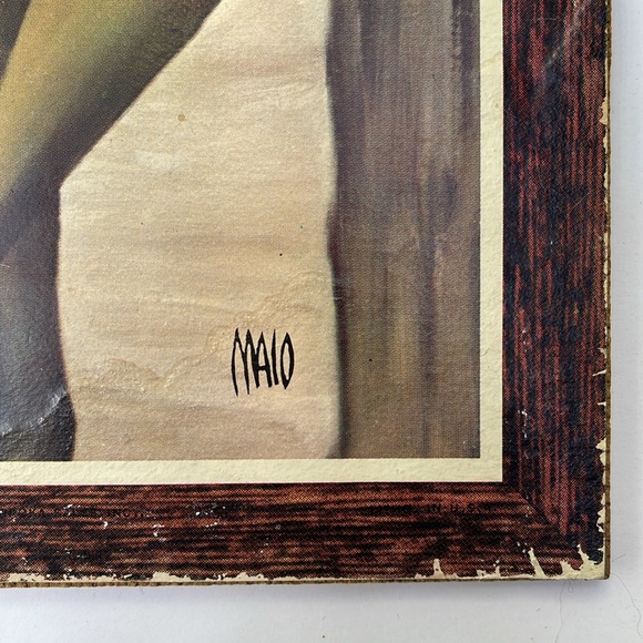 Vintage Lithograph Girl With Parrot by Jean Maio :: MCM Wall Art - Picture 3 of 13